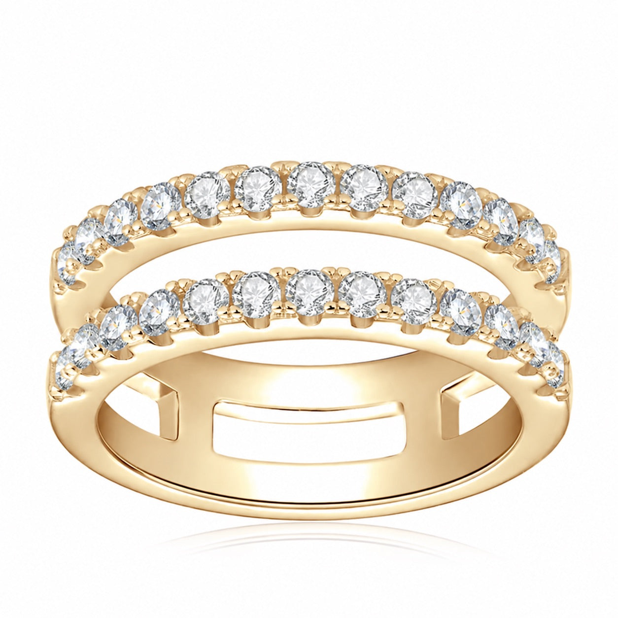 925 Sterling Silver Rio Twin Light Double-Row Moissanite Ring