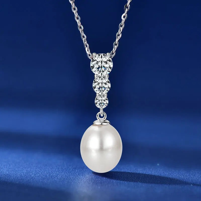 925 Sterling Silver Sereno Freshwater Natural Pearl Necklace - (Silver)