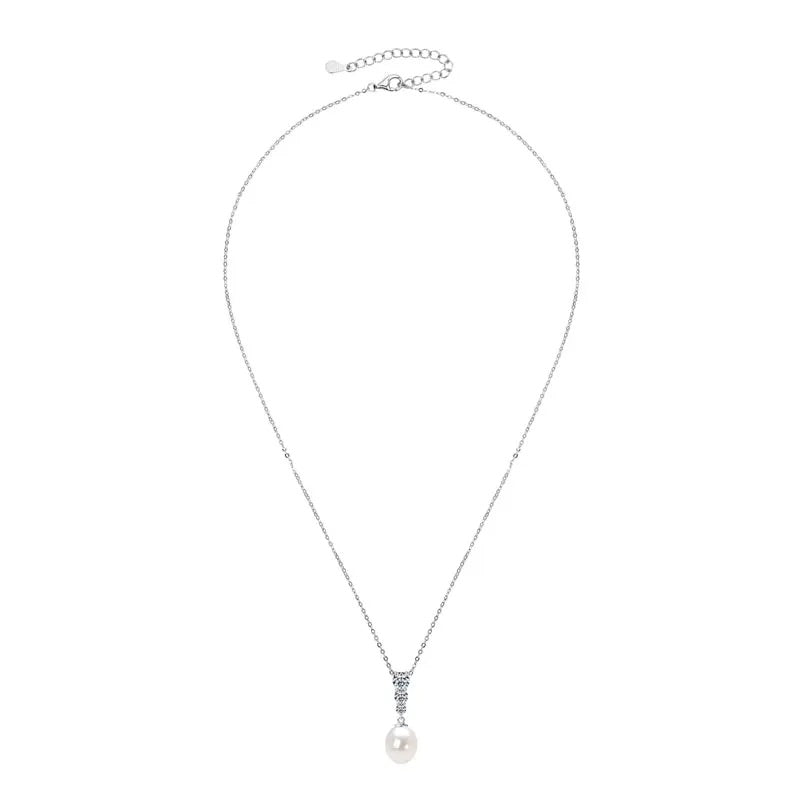 925 Sterling Silver Sereno Freshwater Natural Pearl Necklace - (Silver)