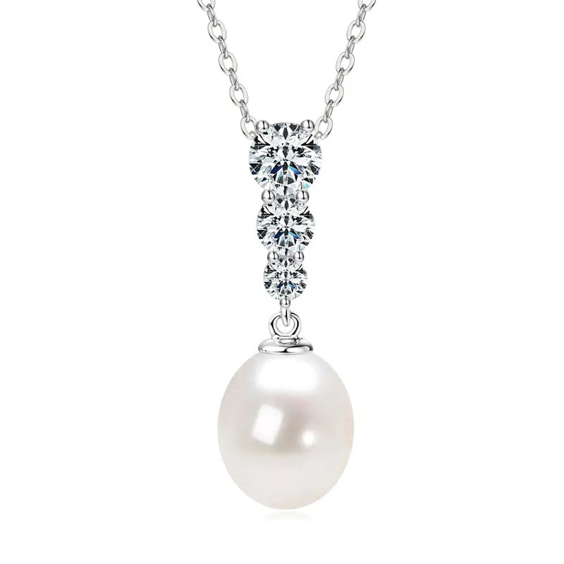 925 Sterling Silver Sereno Freshwater Natural Pearl Necklace - (Silver)
