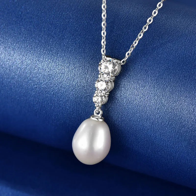 925 Sterling Silver Sereno Freshwater Natural Pearl Necklace - (Silver)