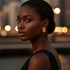 Black model wearing delicate earrings at night