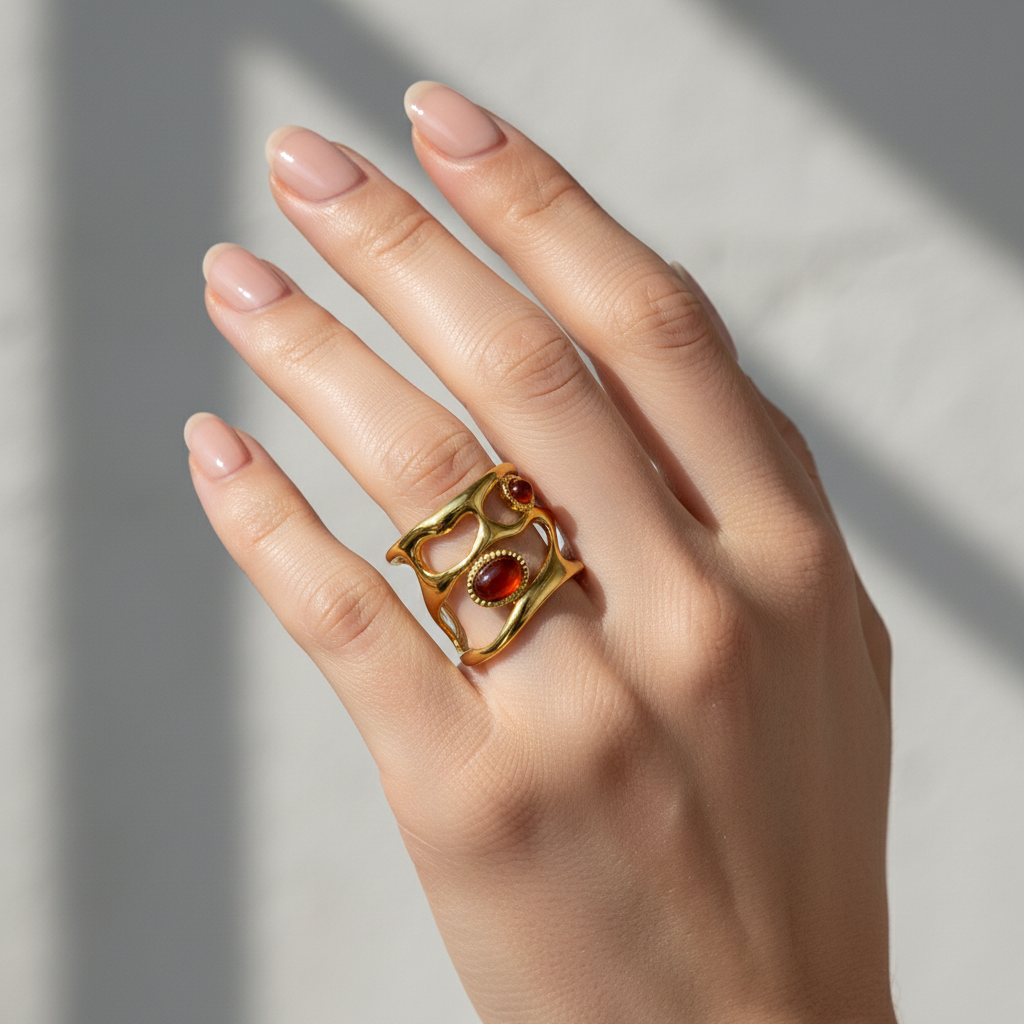 Carnelian Red Ring Model Shot