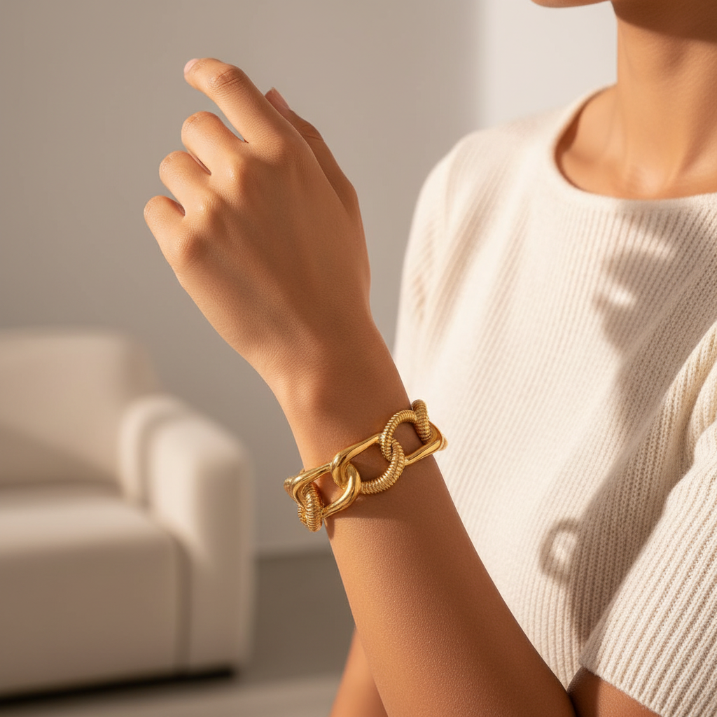 Chunky Chain Bangle Bracelet on Model