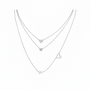 Love Heart Layered Zircon Pearl Pendant Necklace (SILVER)
