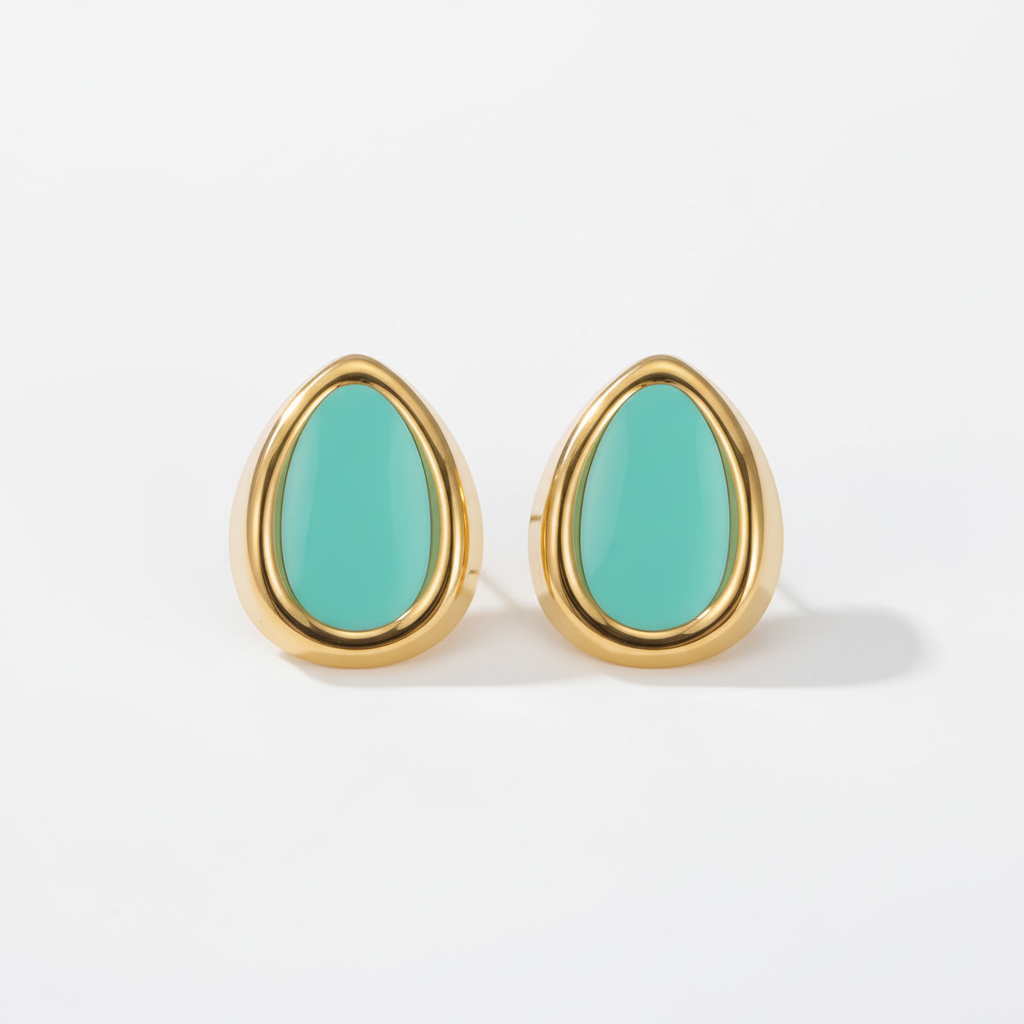 Front view of turquoise earrings on white background