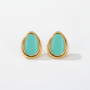 Front view of turquoise earrings on white background