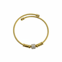 Gold Cable Bracelet with Crystal Bead White Background