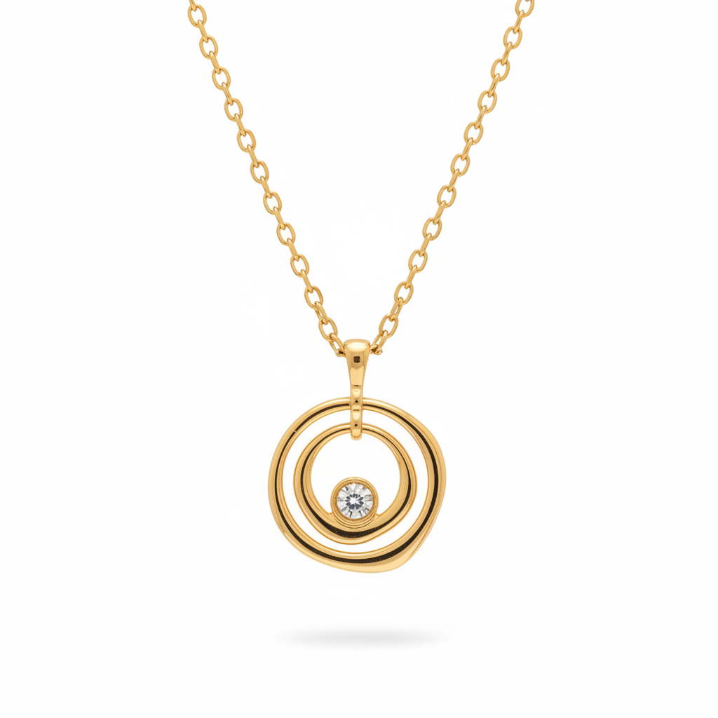 Gold circle necklace PNG