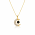 Gold crystal moon pendant necklace on white background