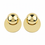 Gold dome and disc earrings white background