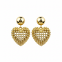 Gold heart earrings hanging