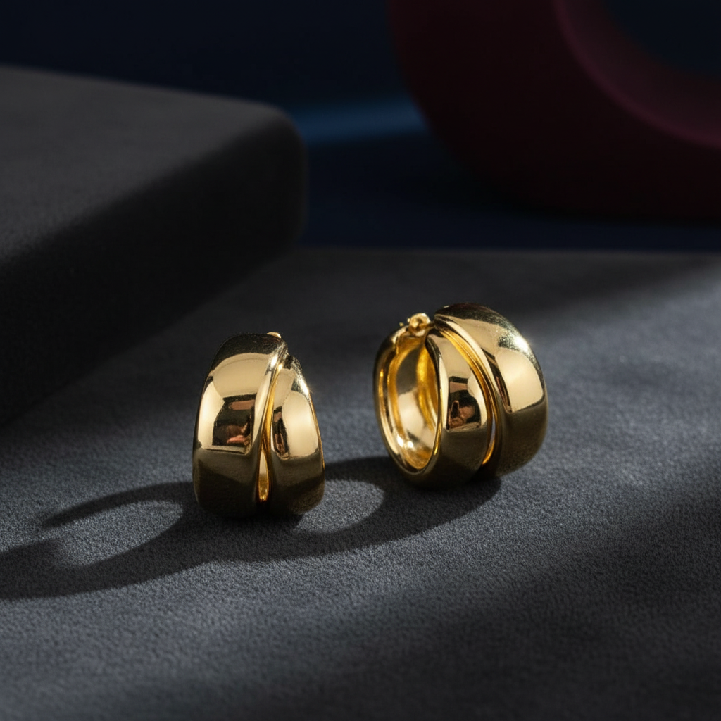 Gold hoop earrings dark showcase 1