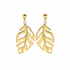 Gold leaf drop earrings white background