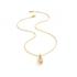 Gold necklace on white background