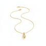 Gold necklace on white background