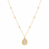 Gold necklace with teardrop opal pendant - 15 inches