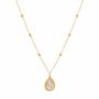 Gold necklace with teardrop opal pendant - 15 inches