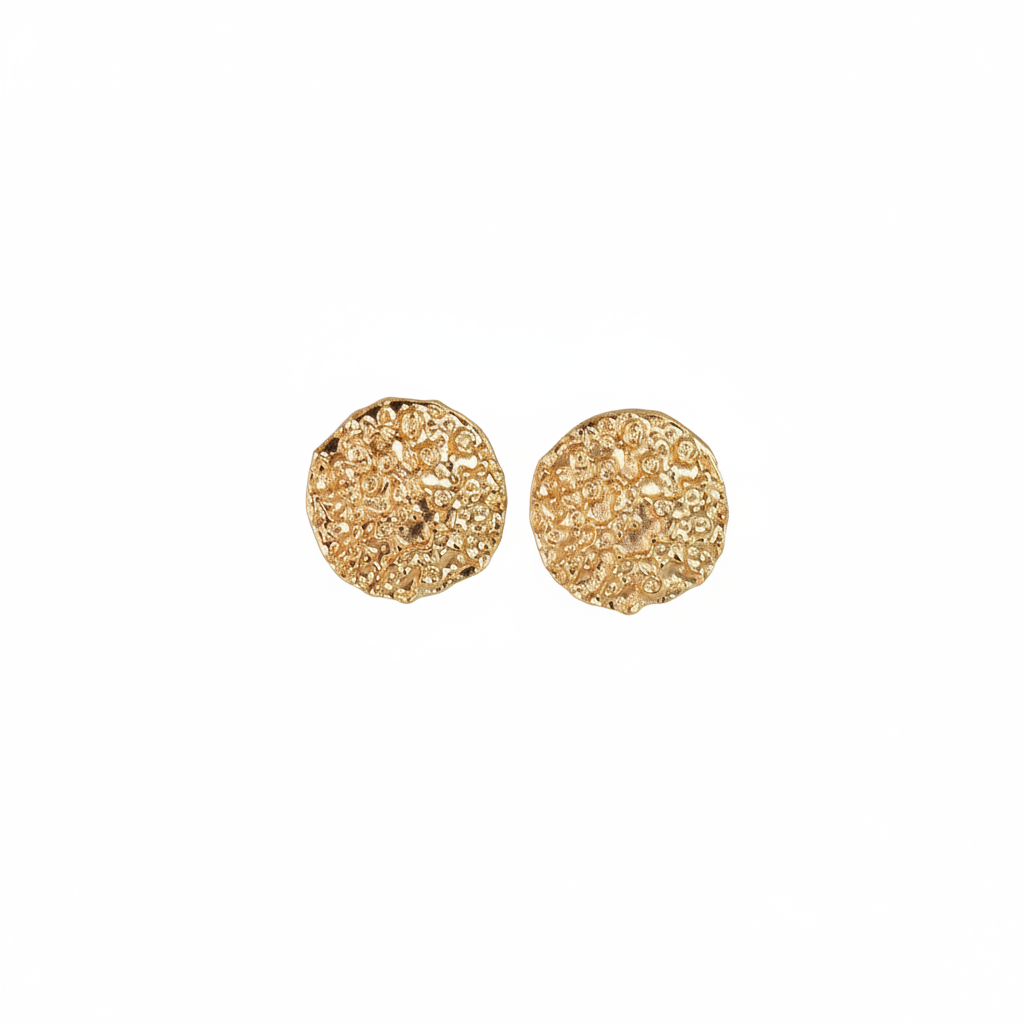 Gold textured circle studs PNG