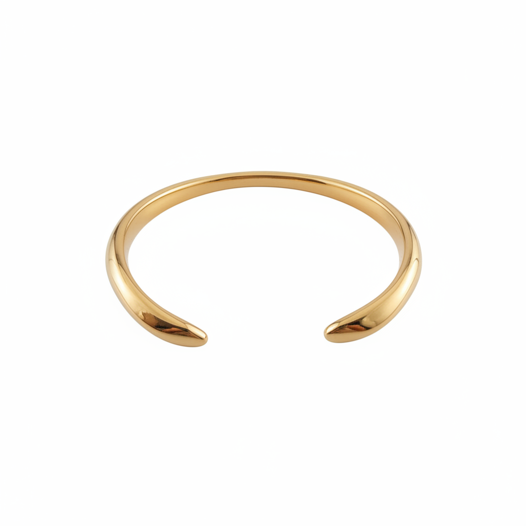 Gold Wavy Cuff Bracelet - White Background