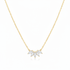 Gold white zircon crystal leaf necklace on white background