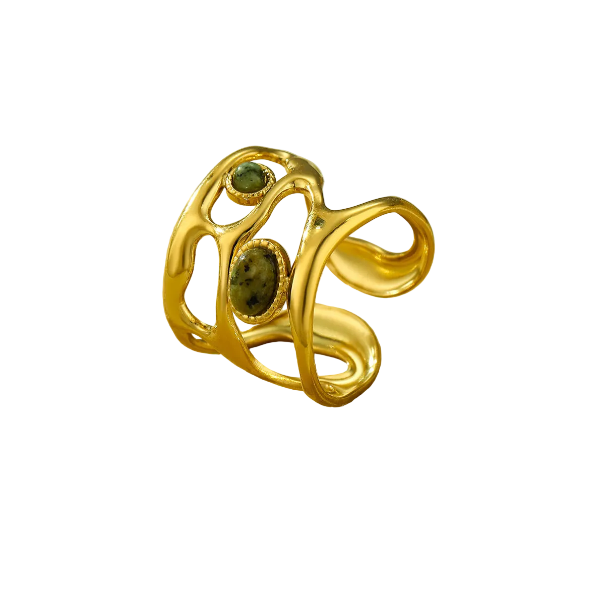 Grey Marble Tone Hollow Abstract Ring (GOLD)