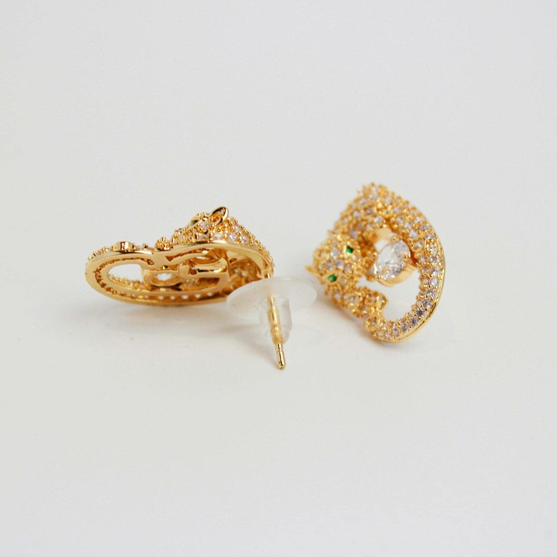 Leopard Panther with Zircon Studded Earrings (GOLD)
