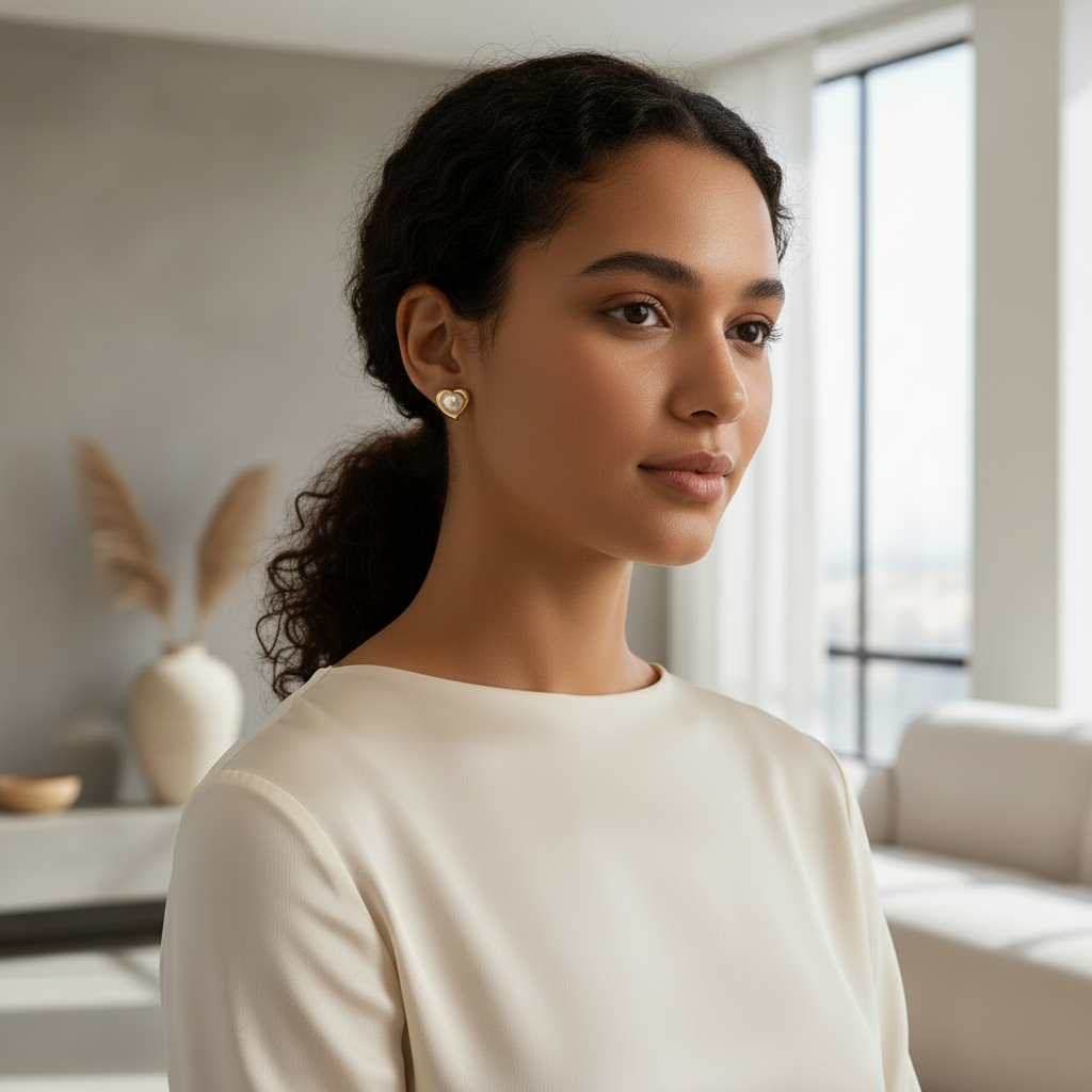 Indoor lifestyle shot - Gold earrings