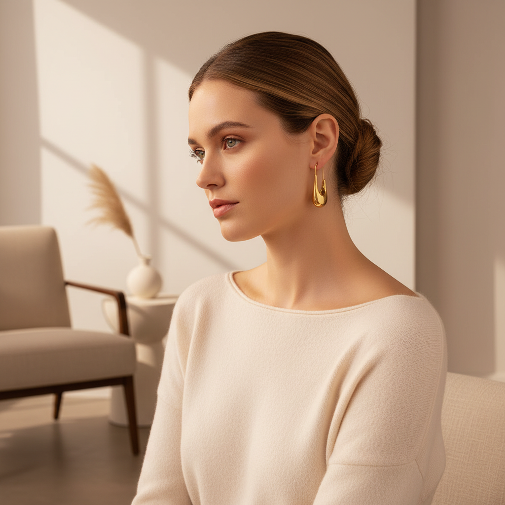 Indoor square earring shot