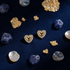 Luxury gold heart studs with sapphires