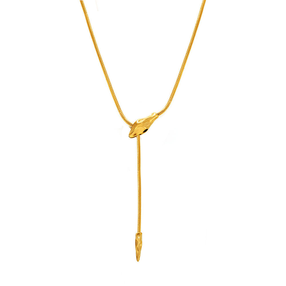 Green Eyes Snake Head Pendant Necklace (GOLD)