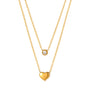 Layered Vintage Zircon Drop Heart Pendants Necklace (GOLD)