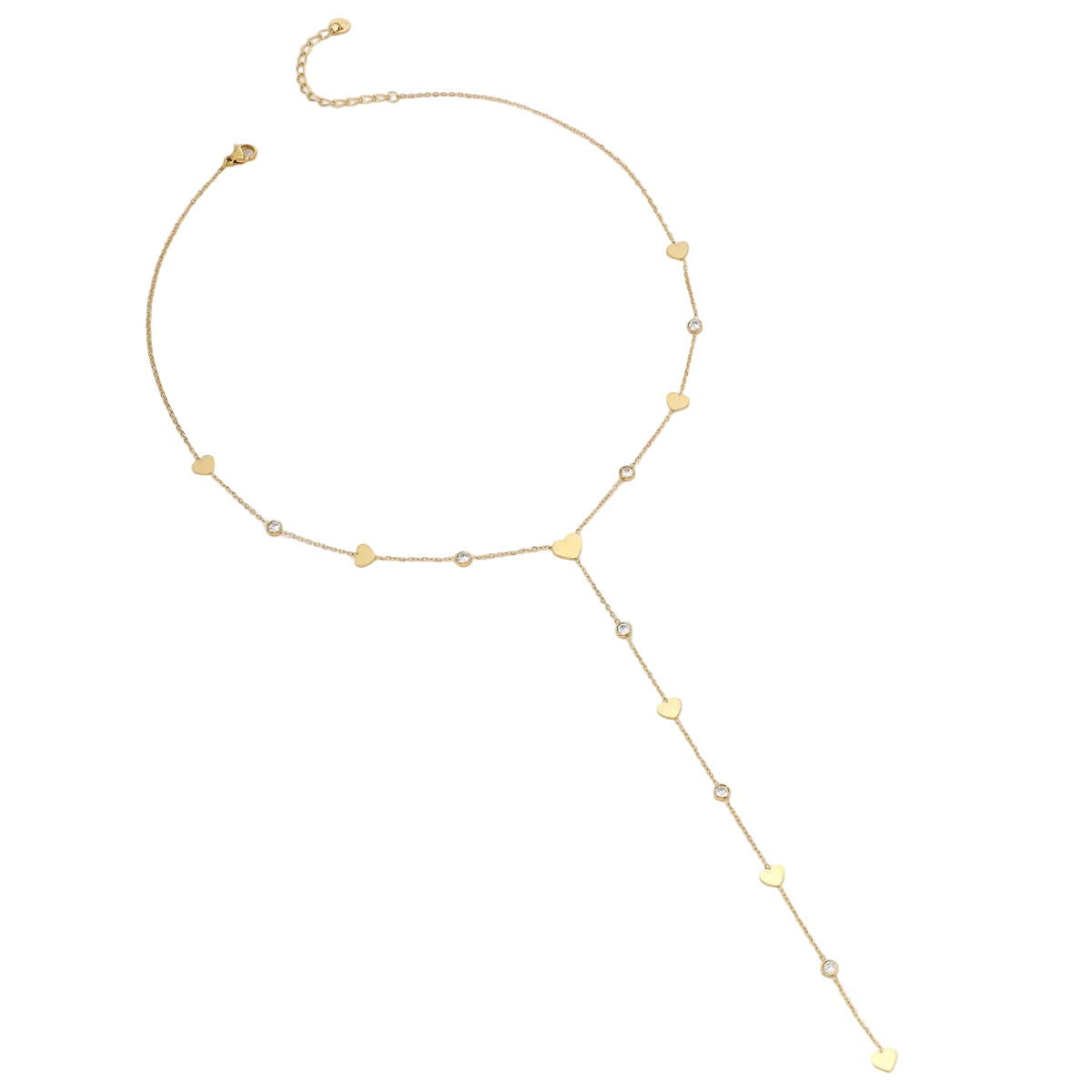 Heart Zircon Long Pedant Necklace (GOLD)