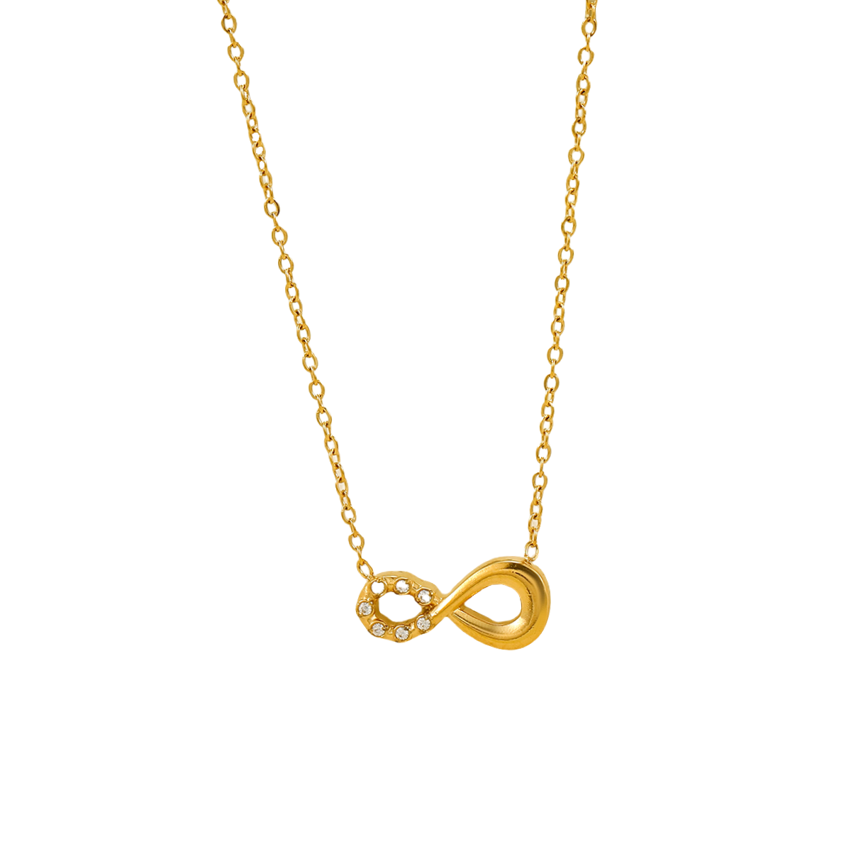 Zircon Lazy Eight Infinity Pendant Necklace (GOLD)
