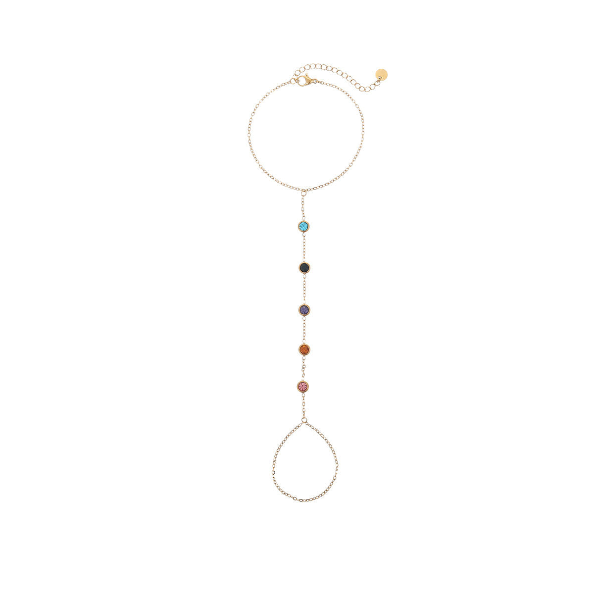 Finger Bracelet Colour Zircon Adjustable  (GOLD)