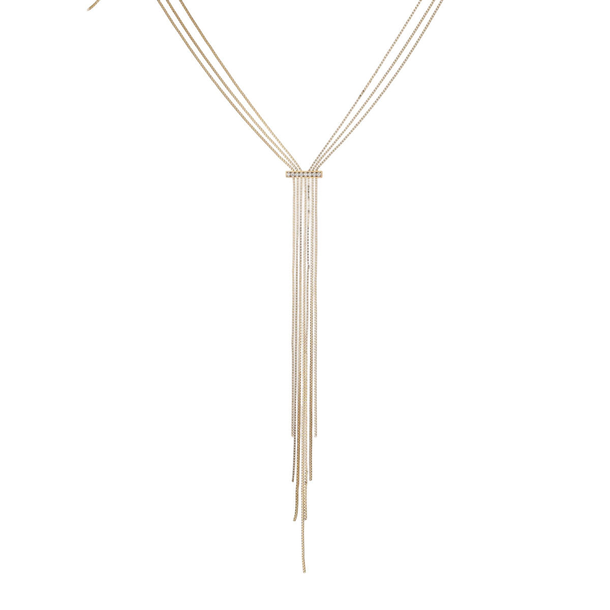 Layered Zircon Long Chain Y-shaped Long Necklace (GOLD)