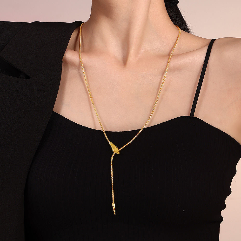 Green Eyes Snake Head Pendant Necklace (GOLD)