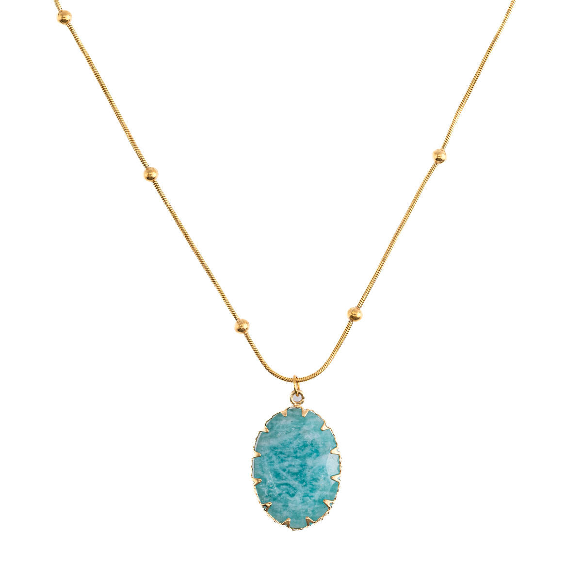 Natural Amazonite Stone Pendant Necklace (GOLD)