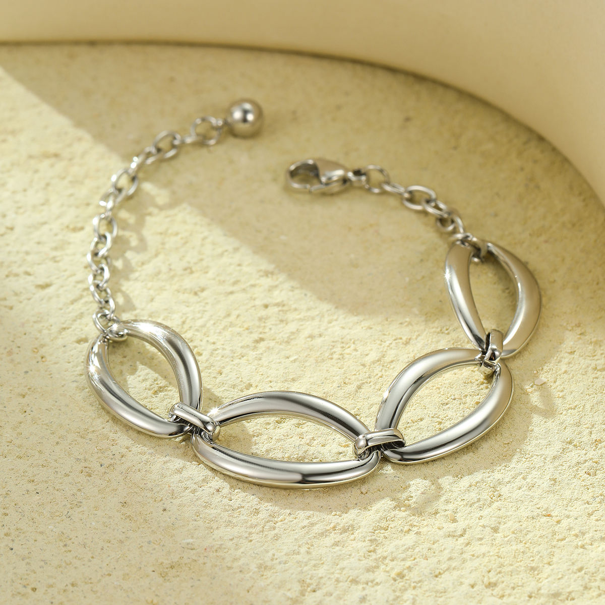 Oval Chain Adjustable Bracelet (Silver)