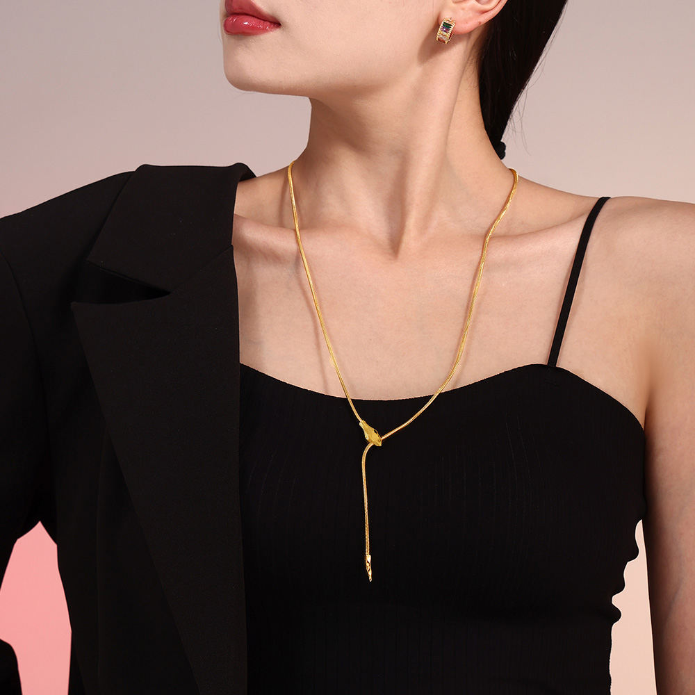 Green Eyes Snake Head Pendant Necklace (GOLD)