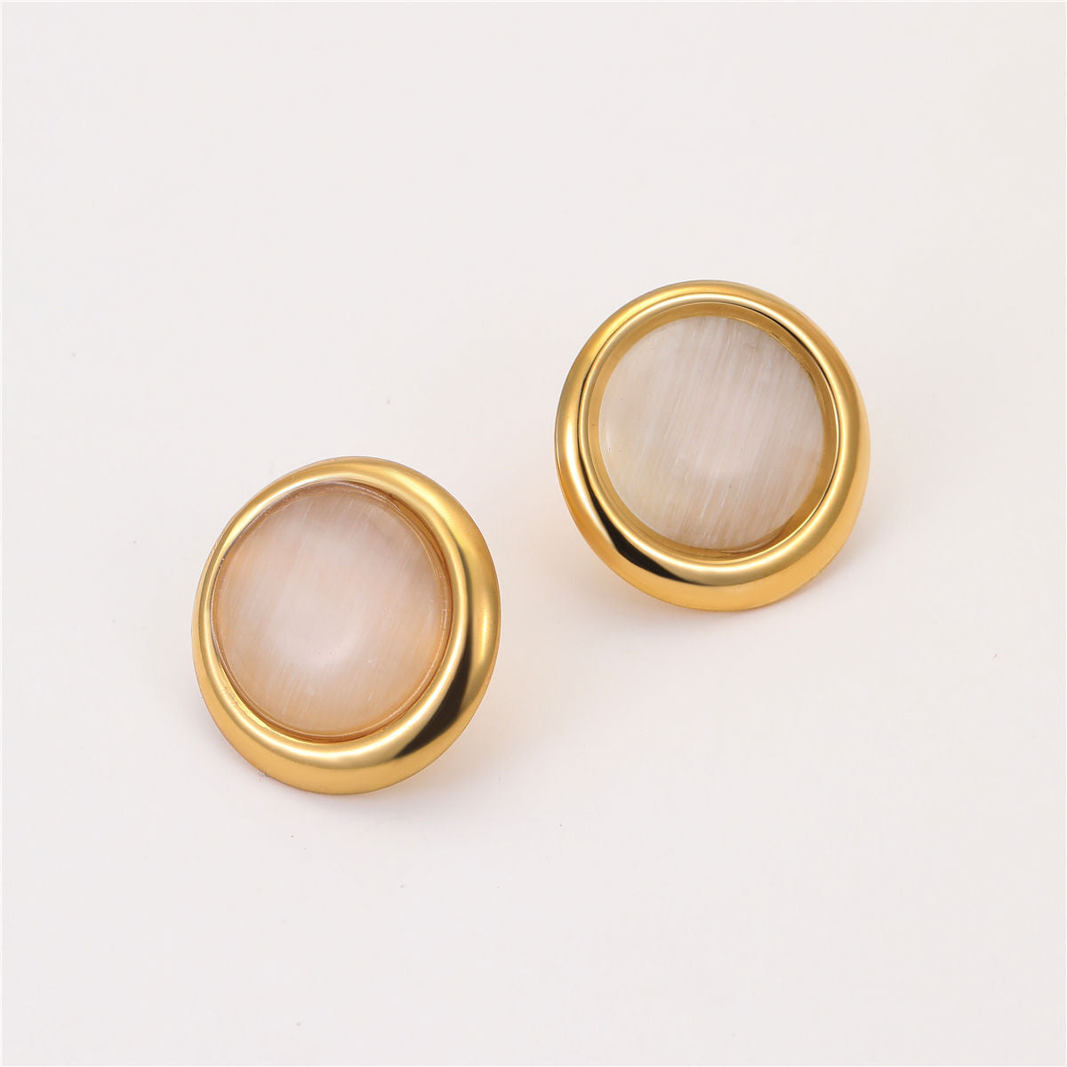 Vintage Round Opal Earrings (GOLD)