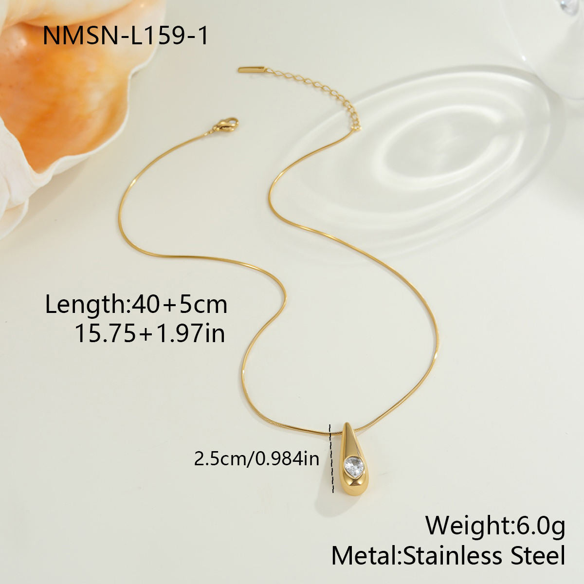 Charm Water Drop Zircon Necklace (GOLD)