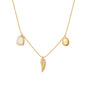 Vintage Feather With White Shell Hexagram Pendant Necklace (GOLD)