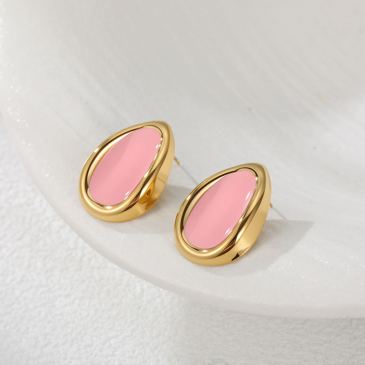 Oil Drip Earrings - Pink (GOLD)