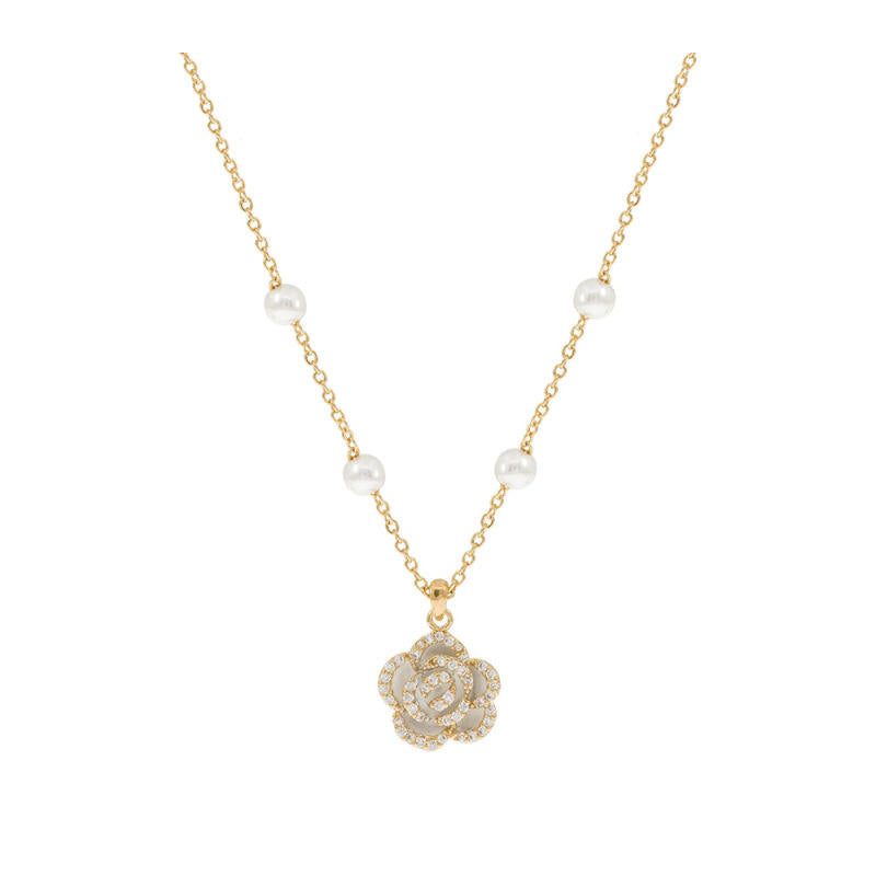 Rose and Pearl Necklace (GOLD)