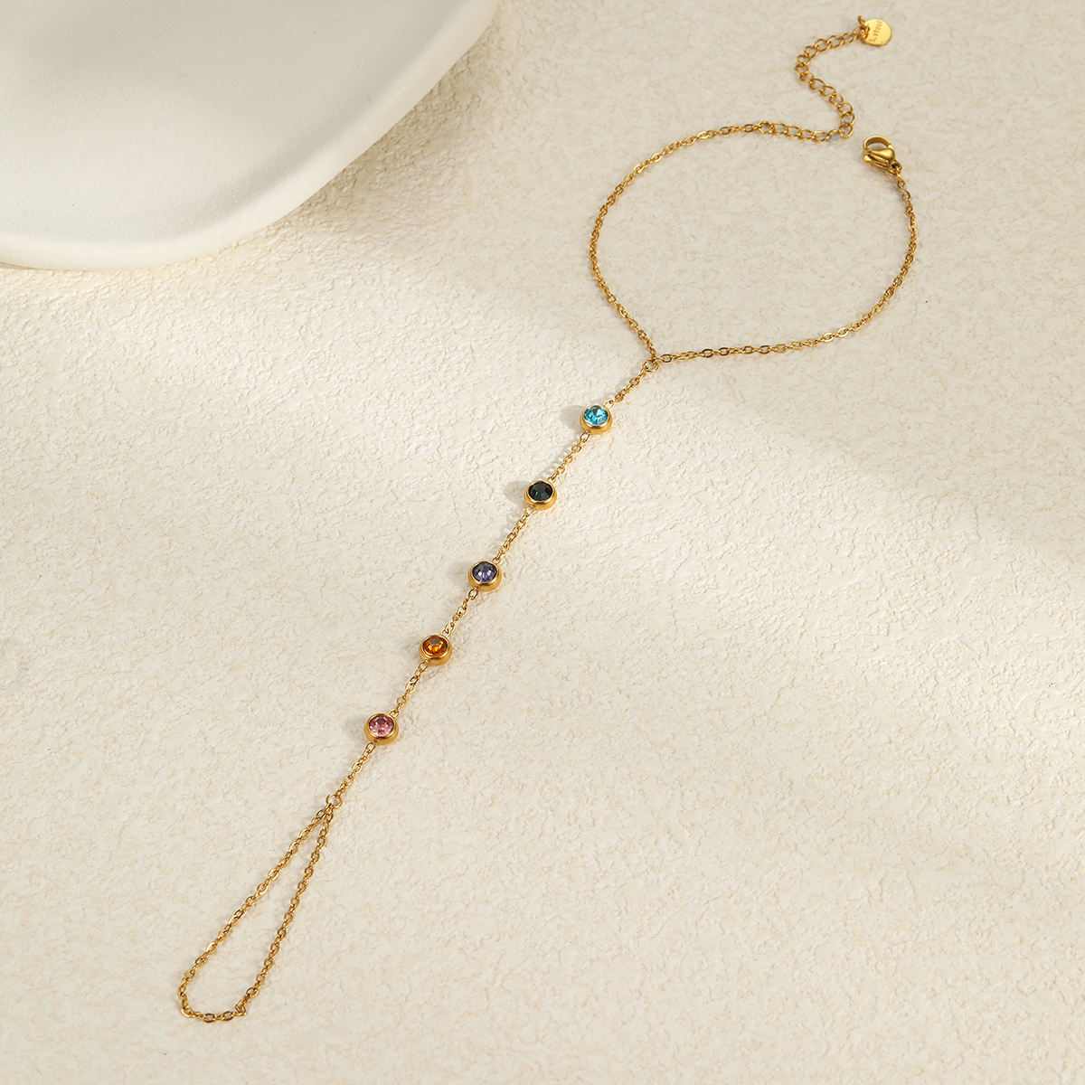 Finger Bracelet Colour Zircon Adjustable  (GOLD)
