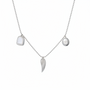 Vintage Feather With White Shell Hexagram Pendant Necklace (SILVER)