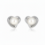 Pearl in Heart Earrings (Silver)