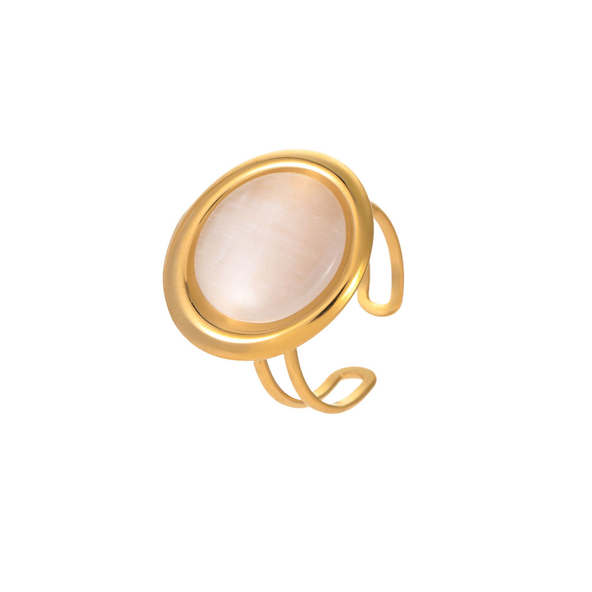 Vintage Round Opal Adjustable Ring (GOLD)