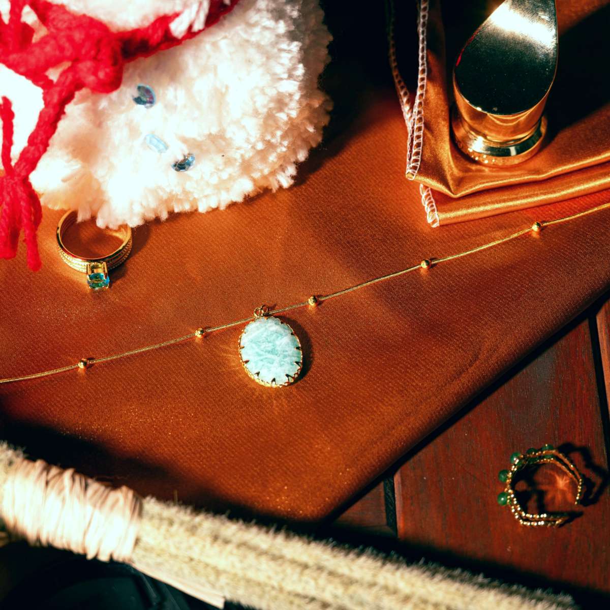 Natural Amazonite Stone Pendant Necklace (GOLD)